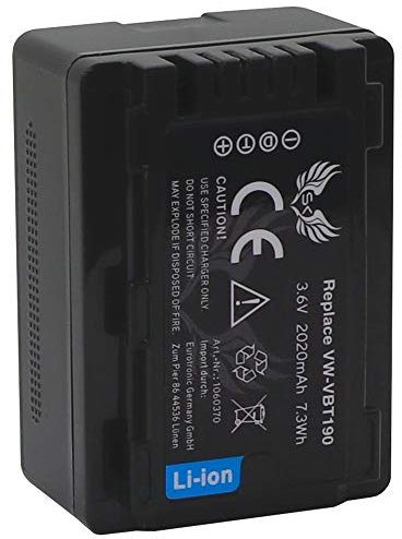 SK Akku Ersatz für Panasonic VW-VBT190 E-K |2020mAh| VW-VBT380 VW-VBK180 VW-VBK360 VW VBK180 VBK360 VBT380 E K Panasonic HC-V777 VXF999 / HDC-SD90