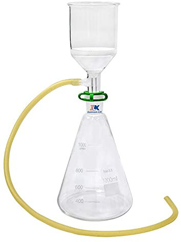 Kit di filtri per aspirazione sottovuoto in vetro da laboratorio, imbuto Buchner da 250 ml e apparecchio di distillazione per filtrazione sotto vuoto Erlenmeyer Flask da 1000 ml