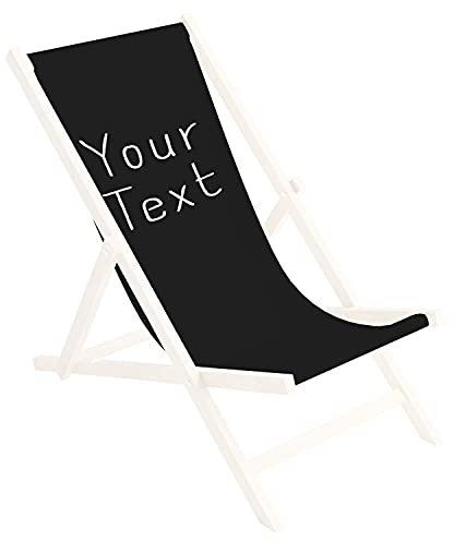 Ferocity Ersatz-Stoffbezug Wechselbarer Liegestuhl Stoffbezug 100% Polyester für Holz-Liegestuhl Klappliegestuhl Personalisierbar Your Text Schwarz [119]