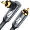 EMK 0,5M - Cable de audio RCA a RCA (90 grados, chapado en oro de 24 K, para cine en casa, HDTV, amplificador, sistemas Hi-Fi (0,5M, RCA a 90 Grados RCA, Negro)