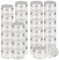 SEUNMUK 30 Pack 1oz/30ml Column Clear Plastic Jars Small Portable Empty Storage Containers Jars with Aluminum Screw Lid, Small Plastic Sample Jar for Cream, Glitter, Slime, 35mm x 50mm