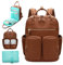 MOMINSIDE Wickeltasche Rucksack, Leder Rucksack mit 18 Taschen für Mama Papa, Reise Baby Tasche für Mädchen Jungen, große nasse Tasche, 4 isolierte Taschen, Wickelunterlage, Kinderwagengurte, Braun