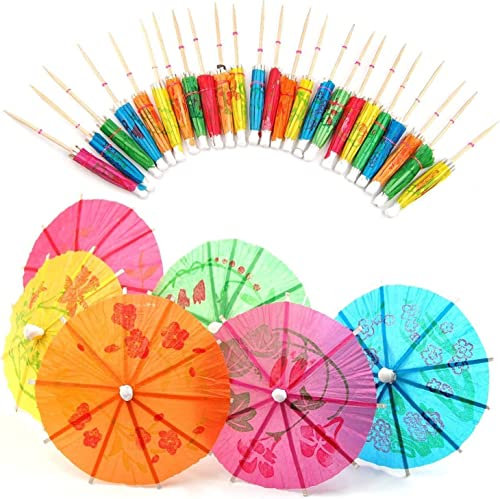 Kiuiom Parapluie Cocktail,Parasol Boisson,Cocktail Décorations,Desserts Decoratifs 50PC Cocktail Bâtons Agitateurs Cocktail pour Présentation de Boissons Tropicales Décorations de Fêtes