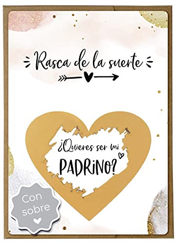 Joli Coon Tarjeta de rascar Quieres ser mi padrino con sobre