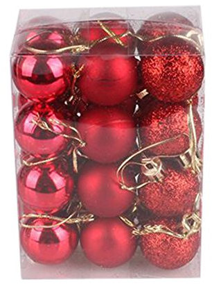 Christmas Baubles 24PCS 30mm Xmas Tree Bauble Hanging Loop Shatterproof Ornamets Personalised Navy Blue Christmas Decorations, Pink Green White Gold Silver Navy Red Baubles