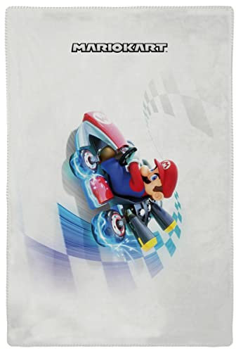 SUPER MARIO - Plaid Mariokart 110x130 cm - 100% Polyester - Blanc