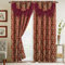 Elegant Comfort Jacquard Look Vorhang-Set mit angenähtem Wasserfall-Volant, (2 Stück), 137 x 213 cm, Burgunderrot/Gold