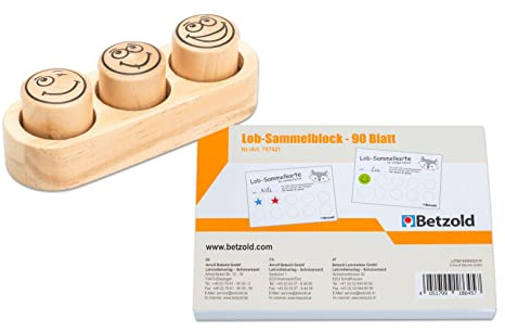 Betzold Belohnungsset Holzstempel und Lob Sammelblock | Lehrerzubehör, Schule, Kita