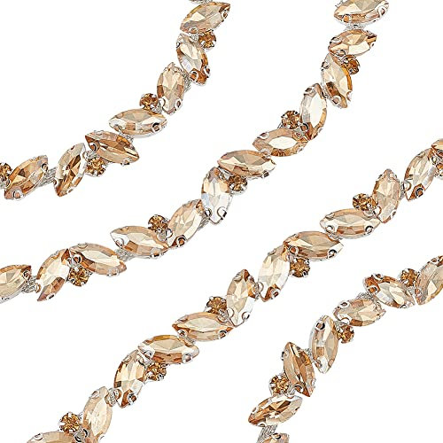 GORGECRAFT 1 Yard Strass Spitzenbesatz Kette Bling Dekoration Flexibles Nähen Basteln Brautkostüm Verschönerung Perlenbesatz Strass Cup Ketten Für Halskette Taschen Hochzeit