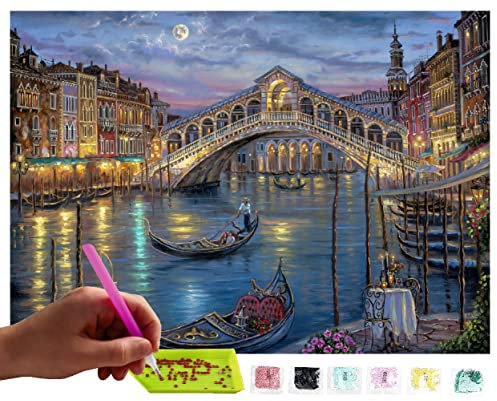MISHBAY Diamond Painting Erwachsene Venedig - 30x40cm - Diamant Painting Bilder - DIY Strass Mosaikbild mit Hochwertiger Leinwand - Kreatives Hobb