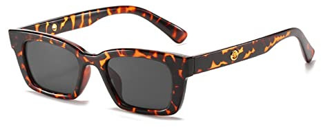 YINROM Rechteckige Promi-Sonnenbrille, Damenmode-Markendesign, kleine quadratische Brille, Damen-Sonnenbrille (Color : Leopard)