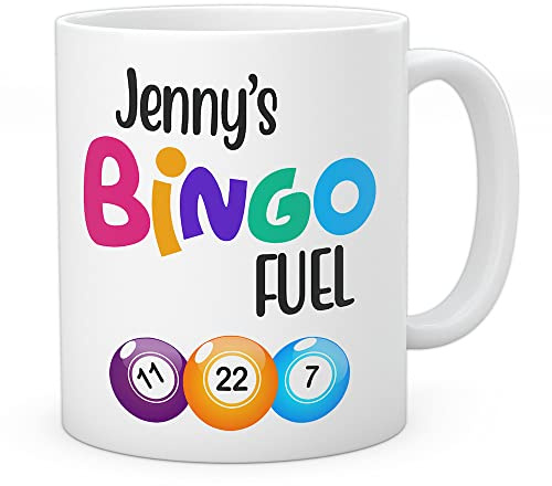 EnvyFone Bingo Fuel - Personalised Name Mug - Novelty Tea Coffee Ceramic Ideal for Work Office Cup - Ladies or Mens Bingo Fan Gift