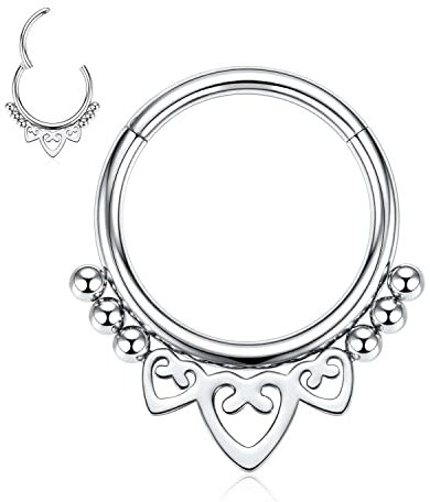 Septum Schmuck Silber Septum Ringe Septum Clicker Herz Septum Nasenringe Daith Conch Smiley Orbital Helix Piercing Schmuck Nasenringe Hoops Daith Knorpel Conch Helix Ohrringe Septum Piercing 16G 8mm