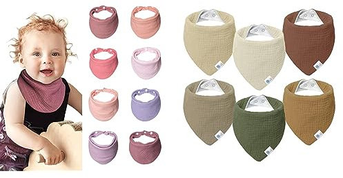 Lulu moon Lätzchen Baby Absorbierende Dreieckstuch & Lätzchen Baby Dreieckstuch Baby Musselin Halstuch Baby für Junge und Mädchen (6 Stück,Tal)
