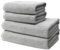 4 er Set Handtücher | 2 Badetücher 70x140 cm + 2 Handtücher 50x100 cm | Frottee Weich & Flauschig | 100% Baumwolle | Frottier Duschtuch Badetuch Badehandtuch | 500g/m² | Oeko-Tex | Ôhm | Hellgrau