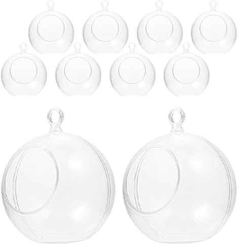 HOMSFOU 10 Pièces Boule De Décoration De Noël Pla Clair Photophore Suspendu Ornement D'ampoule Boules D'ornements à Remplir Fausses Plastique Ballon Gonflable Un Verre