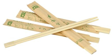 1000 pares de palillos de bambú 'puro' 21 cm envueltos individualmente