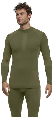 FALKE Herren Baselayer-Shirt Warm Turtleneck M L/s Sh Funktionsmaterial schnelltrocknend 1 Stück, Grün Herb 7754, XL