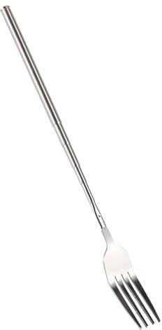 BBQ Telescopic Extendable Stainless Steel Dinner Fork Handle Cutlery for BBQ Dessert