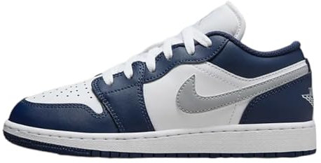 Nike Uomini Air Jordan 1 Basso (Gs) Scarpe Da Corsa, BIANCO/LUPO GRIGIO-MARINO NOTTE, 4 UK (4.5 US)
