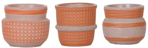 Lot de 3 cache-pots « Terracotta Harmony » au design harmonieux - Convient pour les casseroles de 6 cm