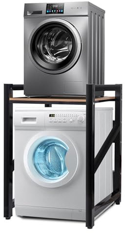 JXZ Supporto Lavatrice Asciugatrice, 3 Regolabili in Altezza, Kit mobile Asciugatrice e Lavatrice Insieme, Capacità Portante 300kg per Bagno, Lavanderia(Nero G)