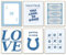 WINDVALE Valentinstag Wandkunst Poster Set 6 Stück Blau und Weiß (Style_4)