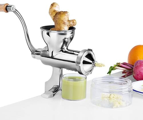 304 Stainless Steel Manual Juicer, 8.6cm Diameter Manual Wheatgrass Juicer, Household Vegetable Wheat Ginger Pomegranate Juicer, Suitable for Wheatgrass, Lemon, Fruit, Vegetable