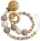 2er Set Schnullerkette & Greifling mit Namen Jungen Mädchen Personalisierte Schnullerband Holz Clip Baumwolle Schnuller Clips für Neugeboren (Erdtöne Set)