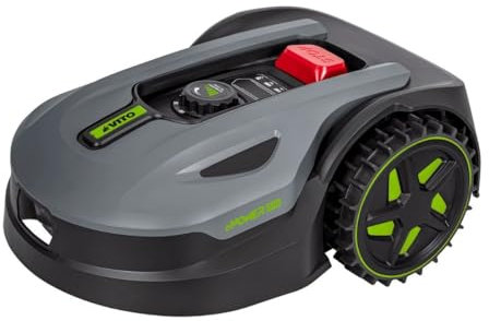 VITO - Robot Tondeuse connecté EMOWER300 20V 2.0 Ah - Moteur Brushless - Surface 300 m² Max - Silencieux 55 DB - Appli iOS/Android - Retour Auto - IPX5