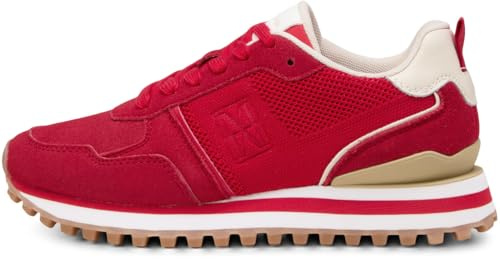 Marc OߴPolo Damen Sneaker flach aus Veloursleder sportlich, Rot (Bright Red), 39