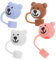 minkissy Lot De 4 Pailles En Forme D'Ourson Capuchons En Gel De Silice
