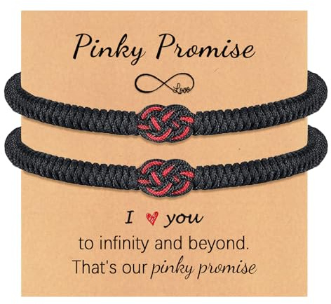 Handgemachtes Armband, Tibetisches Armband, Glücksknoten-Design, Verstellbare Größe, Für Männer und Frauen, Festliches Geschenk, Farbe: Rot/Schwarz, 2 Stück (Schwarz)
