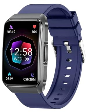 Knauermann NEO 2 Band – EKG Gesundheitsuhr mit Blutdruckmessung, SpO2, Puls, Schlafanalyse, Telefonfunktion und Notruf - blaues Silikonarmband