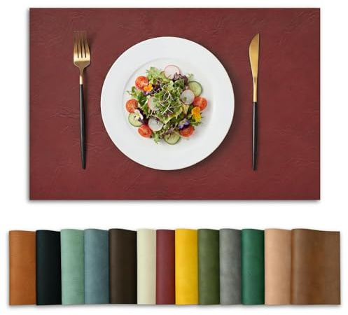 Artoid Mode Rot PU Faux Leather Platzsets 6er Set, 30x45cm Tischsets Schmutzabweisend Hitzebeständig Platzdeckchen Küche Deko