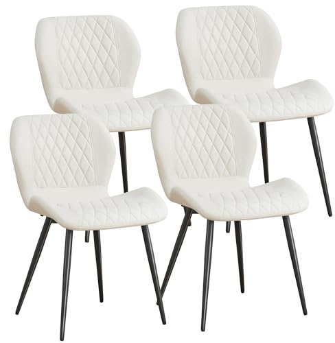 YUUIJOAA 4er Set Esszimmerstühle, Küchenstühle mit Rückenlehne, Metallbeinen,Dining Chair für Esszimmer & Küche, Belastbar bis 150kg,BEIGE