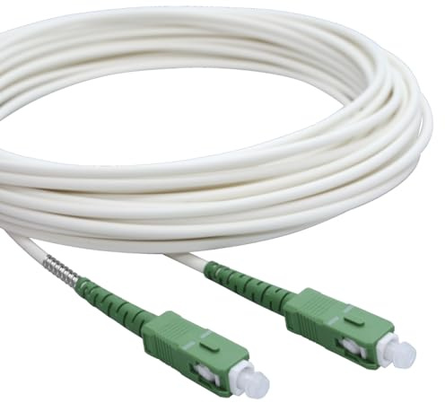 Conectra® - Glasfaserkabel gepanzert | OS2 | SC/APC auf SC/APC | weiß | ideal für Heimnetzwerke | passend für Deutsche Telekom, Vodafone, 1&1, Deutsche Glasfaser und viele mehr (Länge 50 Meter)