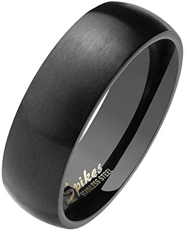Paula & Fritz® matt poliert 6mm breit Edelstahlring Damen-Ring Verlobungs-Ring Freundschaftsring Herrenring Partnerring Dome schwarz 57 (17)