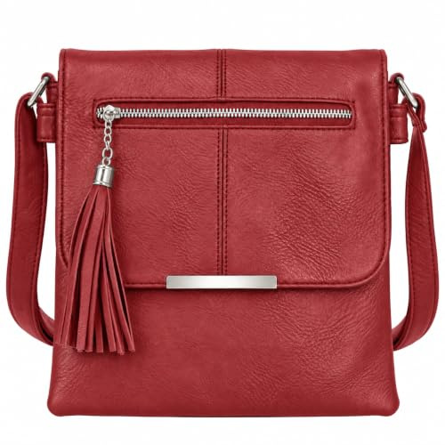 Mabel London Women’s Crossbody Bag - Faux Leather Shoulder Bag with Adjustable Strap, Tassel Zip Pocket, & Multi-Compartment Design - Stylish & Lightweight Messenger Purse