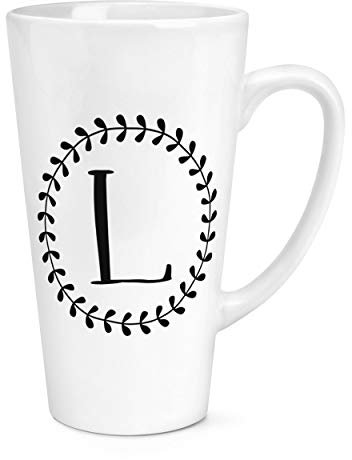 Letter L Floral Wreath Alphabet 17oz Large Latte Mug Cup