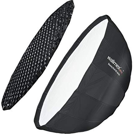 Walimex pro Studio Line Beauty Dish Softbox QA85 Beauty Dish Lichtformer, 85cm, 40cm tief, faltbar, mit Grid, Innen- und Außendiffusor, für Speedlite Aufsteckblitz Studioblitz 22455