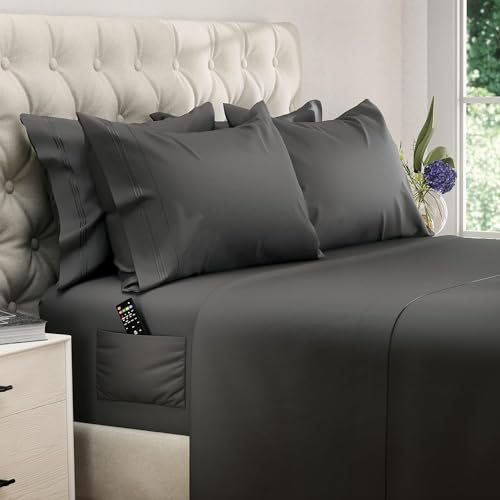 Queen Sheets Lux Bettwäsche Spannbettlaken aus Mikrofaser California King grau