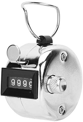 Handheld Tally Counter, 4-stellige mechanische Zahl Click Counter Silber-Aluminium-Legierung mit Fingerring
