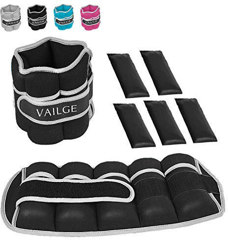 Vailge Knöchelgewichte, verstellbare Beingewichte für Fitness, Joggen, Walking, Übungen, Knöchelgewichte für Damen und Herren, Handgelenk- und Knöchelgewichte (schwarz, 0.5 kg Paar = (0.5x2 = 1 kg))