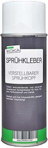 KOKA Sprühkleber 400ml – starker Kleber für Dachhimmel, Auto, Filz, Leder, Schaumstoff, Kunststoff, Holz & Stoff – hitzebeständig, wasserfest, transparent, ideal zum Basteln & Modellbau
