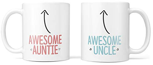 TeHe Gifts Gift for Auntie & Uncle - Mug Set of Two from Nephew Niece for Birthday Christmas Godparents
