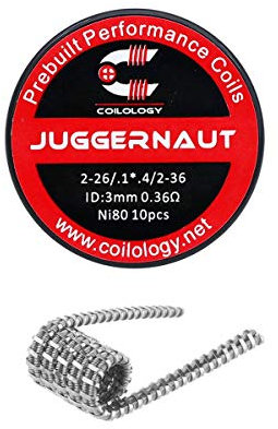 10x COILOLOGY Ni80 - Coils Draht Wicklung Selbstwickler Verdampfer Atomizer RDA, RBA, RTA, RDTA, Nichrome (Juggernaut - 0.48 Ohm)