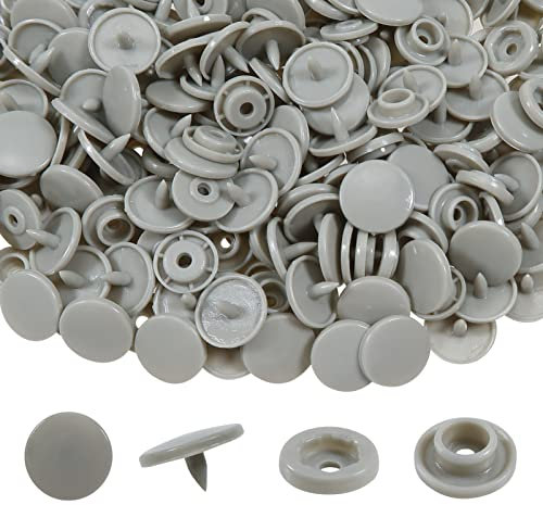 TOAOB T5 Kunststoff Druckknöpfe Nähfrei 12mm 150 Set Grau Buttons für DIY Basteln Scrapbook