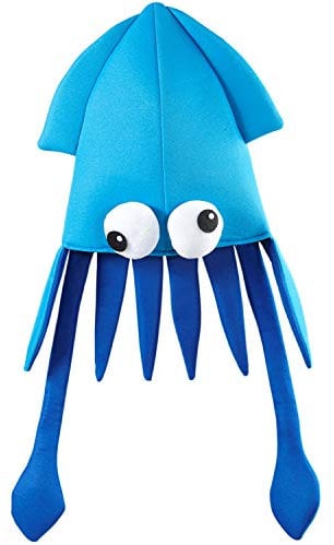 Auffälliger Kraken-Hut für Männer & Frauen/Blau/Ausgefallene Fischmütze für Erwachsene mit Augen & Tentakeln/EIN Blickfang zu Fasching & Mottoparty