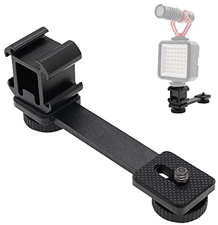 Hot Shoe Mount, Supporto Hot Shoe, 1/4 Hot Shoe Adapter, Adattatore Flash Slitta, con Supporto Flash Stabilizzatore Stabile e Resistente a 3 Assi per Fotocamere Sportive, Monitor, DSLR